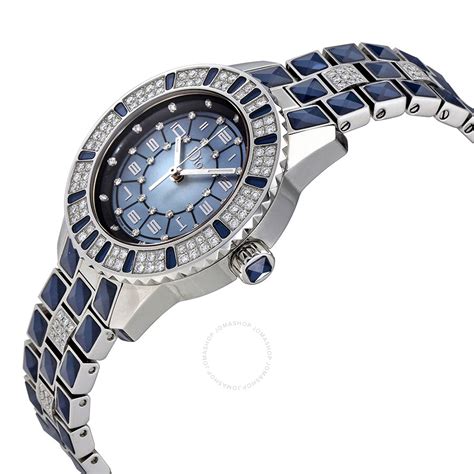 dior blue mother of pearl diamond dial ladies watch ladies|Dior Christal Blue Mother of Pearl Dial Ladies Watch .